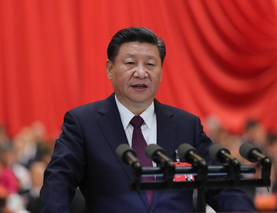 10月18日，習(xí)近平在中國共產(chǎn)黨第十九次全國代表大會上作報(bào)告。
