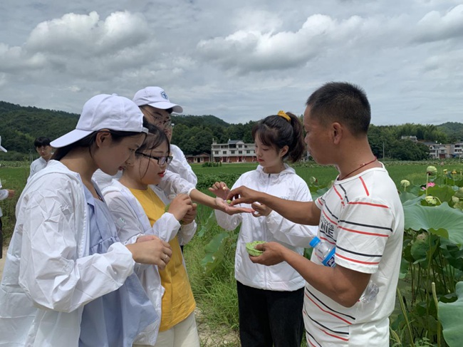 隊(duì)員參觀蓮子生產(chǎn)基地。福建船政交通職業(yè)學(xué)院供圖